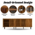 thumbnail image 6 of Modern TV Stand, 78.7" Storage Cabinet with 5 DIY Doors and Adjustable Shelf, Sideboard Coffee Bar Cabinet with Solid Wood Feet for Kitchen,Dining Room,Living,Brown, 6 of 7