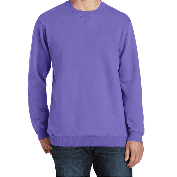 Women's Garment-Dyed Crewneck Sweatshirt Soft Cotton-Poly Fleece Beach Wash PC098