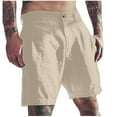 thumbnail image 1 of Men's Linen Shorts Classic Slim - Elastic Waist Summer Beach Pants, 7 Inch Inseam, 70% Rayon 30% Linen, 1 of 6