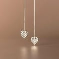 thumbnail image 5 of K-KED Real Solid 925 Sterling Silver Long Threader Earrings Heart Simple, 5 of 6