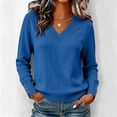 thumbnail image 6 of SBYOJLPB Women V-Neck Tops Long Sleeve Solid Color Fall Winter Knit Sweaters Casual Pullover Top, 6 of 9