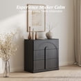 thumbnail image 4 of BELLEZE Sideboard Cabinet with 3 Drawers, Modern Wood Buffet Cabinet with Arc Design, Large Fluted Sideboard with Storage for Dining Room Living Room Entryway, Ebony, 4 of 7