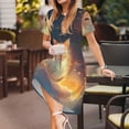 thumbnail image 3 of Easygdp Starry Sky Constellation Cat para Vestido Transpirable de Mujer, Vestido Suelto de Manga Corta con Pliegues y Bolsillos para el Verano, 3 of 6