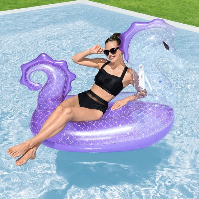 Salvavidas Montable Caballito De Mar Inflable Bestway Grande Lila