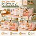 thumbnail image 6 of SESSLIFE Twin Montessori Floor Bed Frame with High Rails and Door, Wood Twin Floor Bed with Slats, Low Profile Kids Bed Frame for Boys Girls, No Box Spring Needed, White, 6 of 8