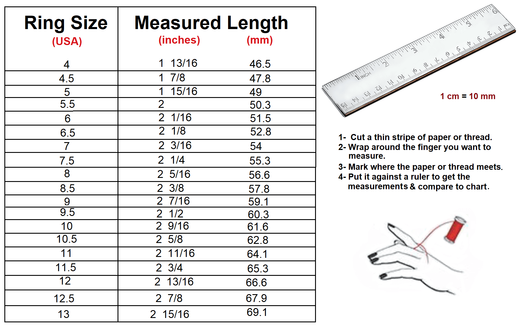 Size Chart Staccato