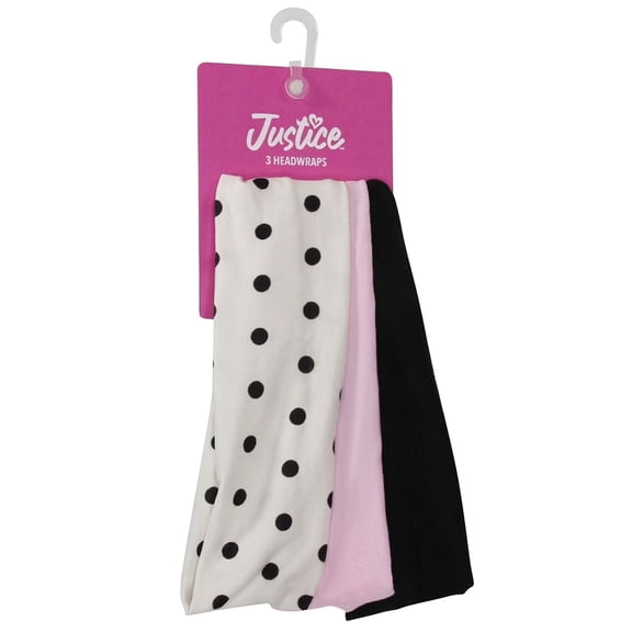 Justice Girls Soft Headbands, 3-Piece Set, Pink/Black