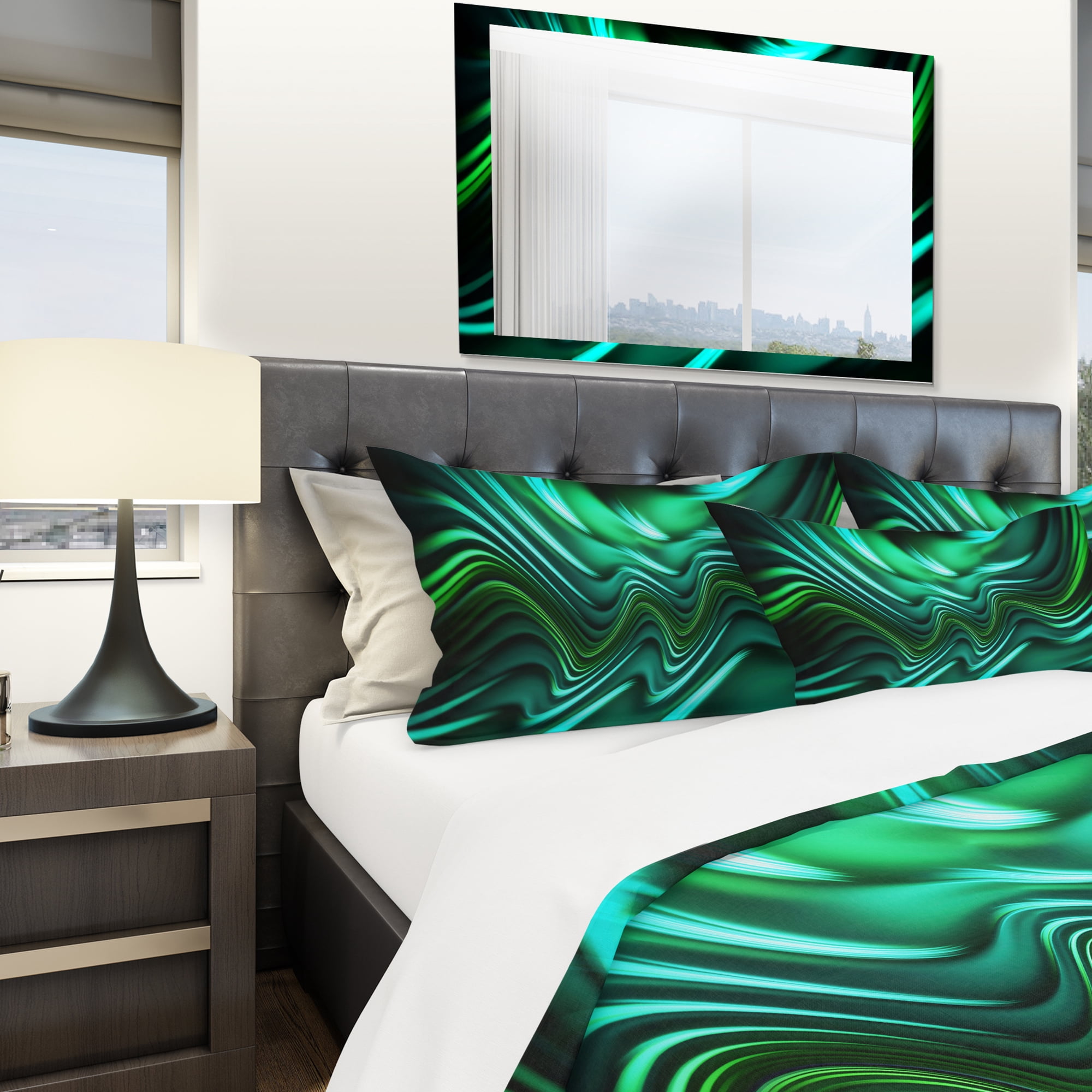 Designart 'Emerald Energy Green Abstract' Modern & Contemporary Duvet Cover Set