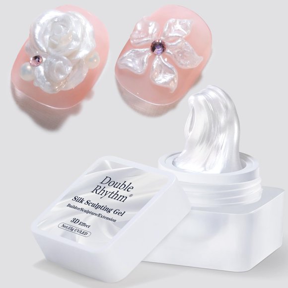 Gel de uñas Double Rhythm 3D Pearl Sculpting, 15 g, plata y seda