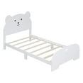 thumbnail image 6 of Churanty Cute Twin Size Kids Bed Frame, Wood Platform Bed with Bear-Shaped Headboard and Footboard for Teen Boys Girls,White, 6 of 9