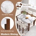 thumbnail image 4 of EUROCO 5-Piece Dining Table Set for 4, 46.5'' Faux Marble Style Table with 4 Upholstered Chairs and Solid Wood Frame,Kitchen Table Set for Home Living Dining Room, Off White, 4 of 9