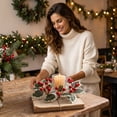 thumbnail image 6 of YiFudd Christmas Candlestick Wreath, Pine Cones, Golden Berries, Greenery, 1 Piece, 6 of 6