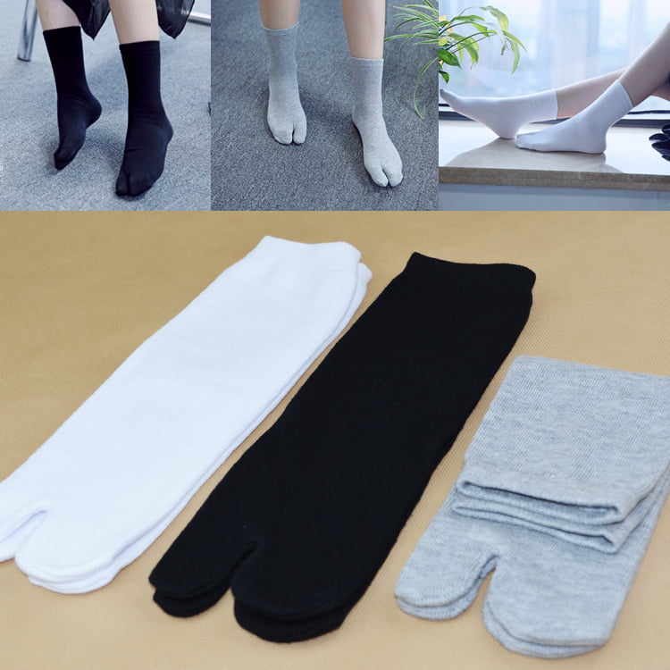 Women Japanese Kimono Socks Fleece Lined Flip Flop Split Toe Tabi CA