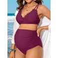 thumbnail image 3 of Sociala Women's Double Straps Maternity Bikini Set Two Piece Scalloped Bathing Suit Swimsuit, 3 of 7