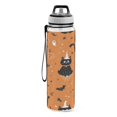 thumbnail image 3 of 32oz Transparent Sports Water Bottle with Straw for Kids Adults Outdoor School Gym Fitness Black Cat on Orange Background, 3 of 7