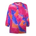 thumbnail image 4 of Pompotops Spring And Summer Women's Tie-Dye Printing 3/4 Sleeve Buttons Top T-shirt, 4 of 5