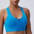 thumbnail image 4 of Feancey Womens Racerback Sports Bras Mesh Breathable Zipper Front Closure Bra Comfort No Underwire Yoga Workout Bra Solid Color Push Up Bralettes Blue S, 4 of 9