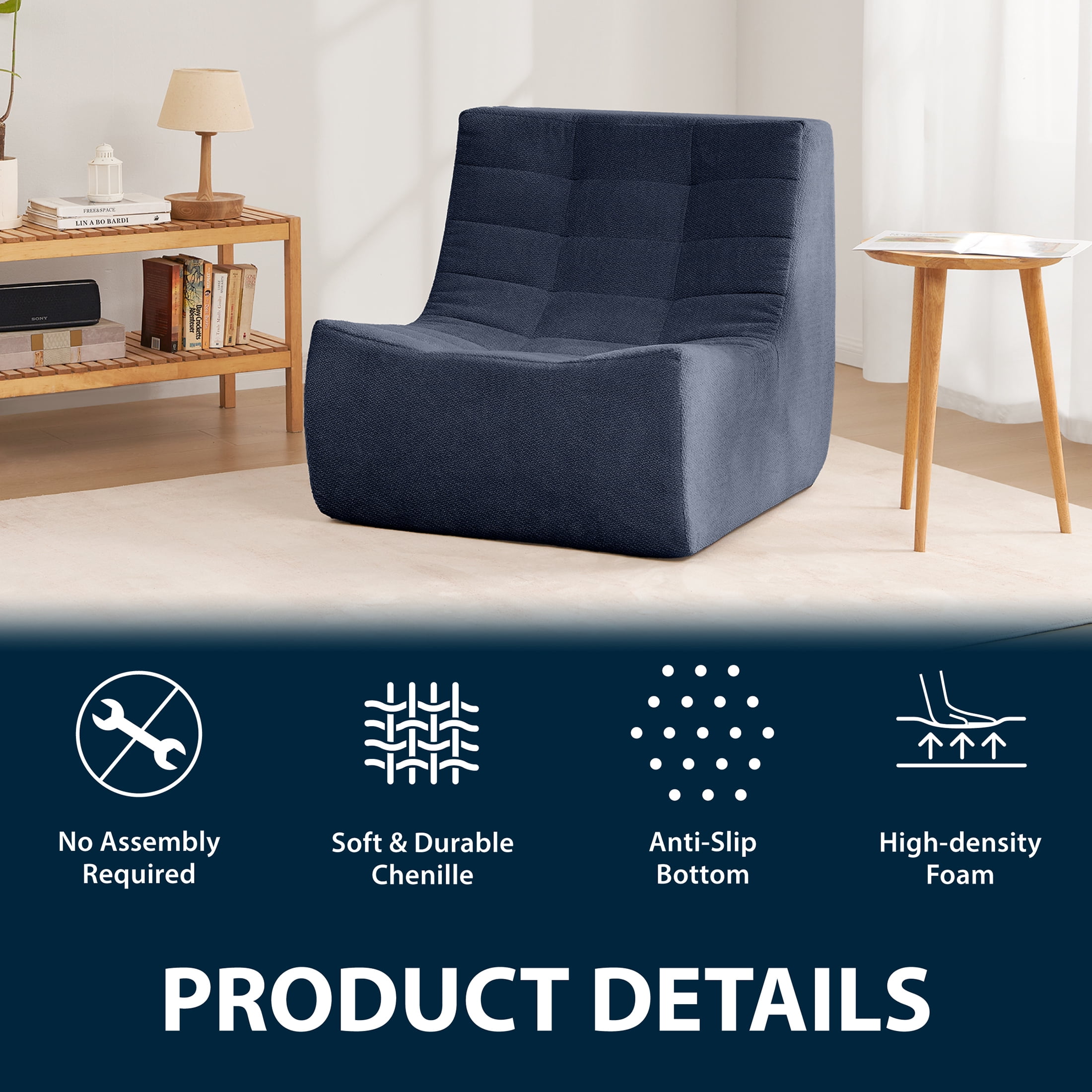 Serta Lisbon Foam Filled Lounger Chair, Navy