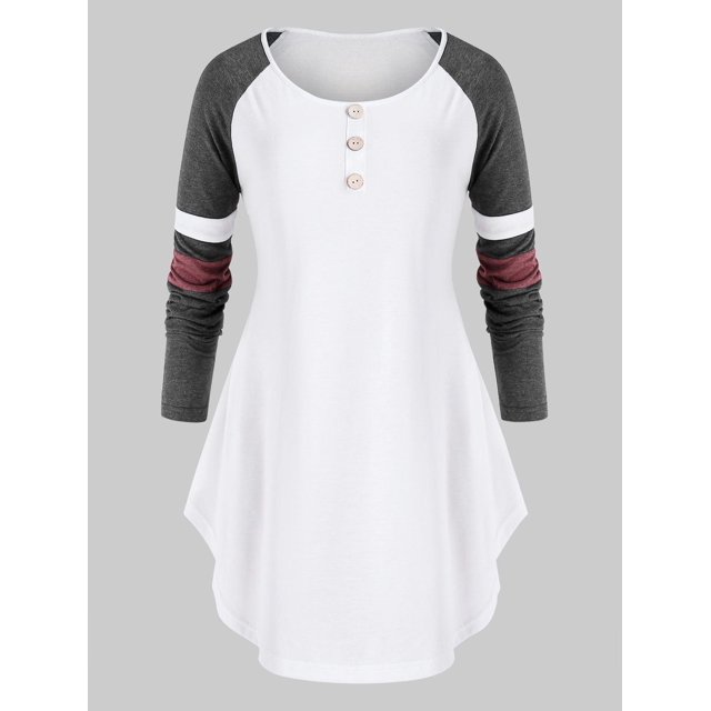 Más el tamaño de la manga raglán Colorblock curvado camiseta Rosegal Sudaderas y sudaderas con capucha