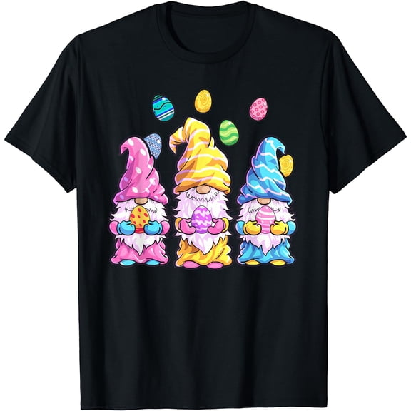 Gnome Easter Shirt Women Easter Outfit Easter Girls T-Shirt Black Small