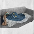 thumbnail image 6 of RV Soft Flannel Fleece Blanket, Cartoon Trailer at Night Tranquil Starry Sky Background Doodle Happy Camping Theme, Cozy Plush for Indoor and Outdoor Use, 60" x 80", Blue and White, by Ambesonne, 6 of 6