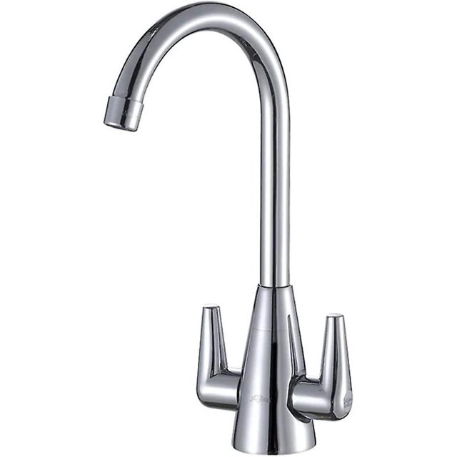 Grifo mezclador de cocina Grifo mezclador para lavabo Grifo de agua fría y caliente de doble manija Grifos de grifo de un solo orificio Grifos de cocina de cobre Grifo de lavabo de doble interruptor,1 Feliz Sencillez