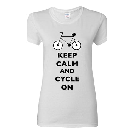 Ladies Keep Calm And Cycle On Cycling Bike Bicycle Funny DT T-Shirt Tee price history on PriceWatchPro