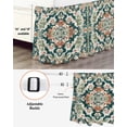 thumbnail image 3 of Teal Green Boho Boho Wrap Around Bed Skirts for Queen Bed 16" Drop,Bed Skirt with Adjustable Elastic Belt Dust Ruffle Bed Valance for Bedroom Hotel Abstract Medieval Vintage Floral Bed Frame Cover, 3 of 7