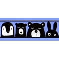 thumbnail image 2 of IBA Indianbeautifulart Blue Penguin|Rabbit & Bear Face Cartoon Velvet&nbsp;Trim&nbsp;Fabric Sewing Fabric Lace Dressmaking Printed Sewing Lace 9 Yards 3 Inches, 2 of 2