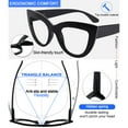 thumbnail image 3 of MARE AZZURO Retro Cat Eye Reading Glasses Women Large Frame Readers 1.0 1.25 to 6.0 (4 Colors) Polycarbonate Lens, 3 of 6