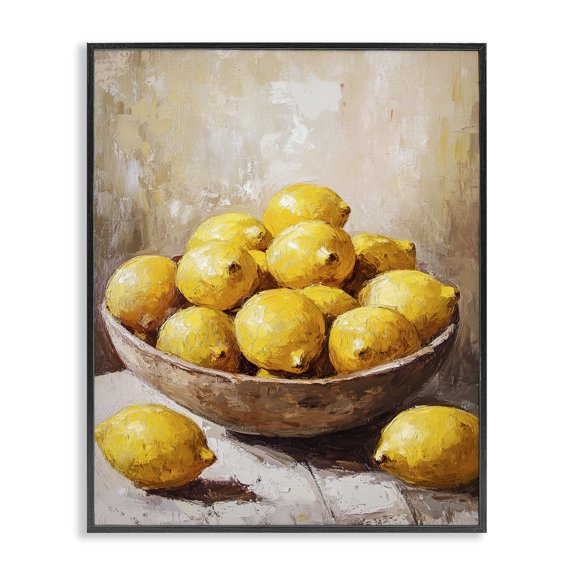 Stupell Industries Bowl Of Lemons Still Life Food & Beverage Painting Black Framed Art Print Wall Art, 11 x 14