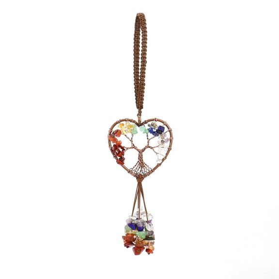 A Hand Woven Colorful Crystal Tree Of Life Car Hanging Ornament For Indoor Decoration 8.26 Inch Length Design A
