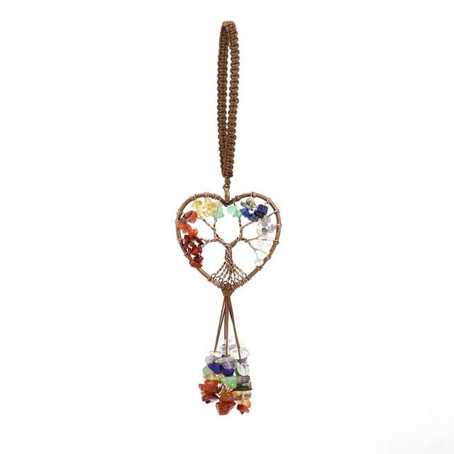 Árbol de Cristal de la Vida Mano Tejido Cristal de Color, Piedra Aplastada, Árbol de la Vida, Coche Colgante, Interior Colgante Cristales Colgantes para la Decoración
