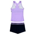 thumbnail image 3 of PROALLO Girls Bathing Suits Two-Piece Swimsuit with Boyshorts Vest-Style Tankini(14-15T Purple), 3 of 5