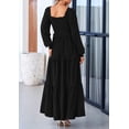 thumbnail image 2 of Vestido largo PRETTYGARDEN para mujer, estampado primaveral, con bolsillos, 2 of 8