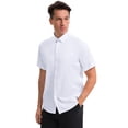 thumbnail image 4 of Unique Bargains Men's Short Sleeve Lightweight Business Formal Button Down Shirt S White, 4 of 6