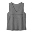 thumbnail image 6 of HongQid Sleeveless Tank Top for Women Horizontal Pleated V Neck Textured Linen Breathable Woven Loose Cut Summer Clothes Ladies Trendy Casual Layering Camisole, 6 of 8