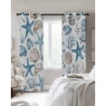 thumbnail image 3 of Blue Beige Coastal Blackout Curtains 54 Inches Long for Bedroom, Summer Beach Nautical Starfish Shell Thermal Insulated Room Darkening Black Out Window Curtain Panels Grommet Drapes for Living Room, 3 of 8