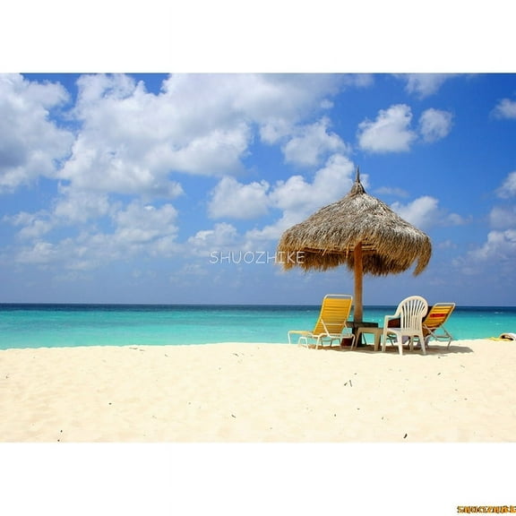 Tropical Beach Natural Landscape Photography Backdrops Landscape Blue Sky Sea Palm trees Summer Vaion Photo Background ST-03