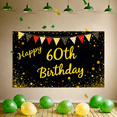 thumbnail image 5 of Glittery Gold Happy 60th Birthday Backdrop Banner with Patterned Flags Party Decorations Photography Props Birthday Party Supplies Celebration Decor, 5 of 7