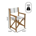 thumbnail image 3 of Cukor Classic Vintage Outdoor Acacia Wood Folding Director Chair with Canvas Seat, White/Black Stripe/Teak Brown (Set of 2), 3 of 9