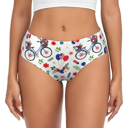 Womens Underwear - celebrate USA Flag flower No Show Seamless Underwear for Women  Soft Stretch Womens Panties  Hipster Ladies Panties Bikini Underwear Briefs
