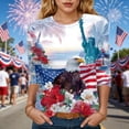 thumbnail image 2 of GEWSEY 4Th of July Shirts Women 3/4 Sleeve Crewneck Cute Shirts Casual Print T Shirt (Navy, XL), 2 of 8