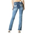 thumbnail image 2 of Grace in LA Jeans Women's Flower Leaf Embellished Easy Fit Bootcut Stretch Jeans (26), 2 of 2