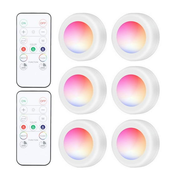 Cabinet LED Puck Light Cabinet Lighting with Remote 16RGB Closet Light Timer Function Night Lamp for Kitchens Bathrooms Wardrobe Party
