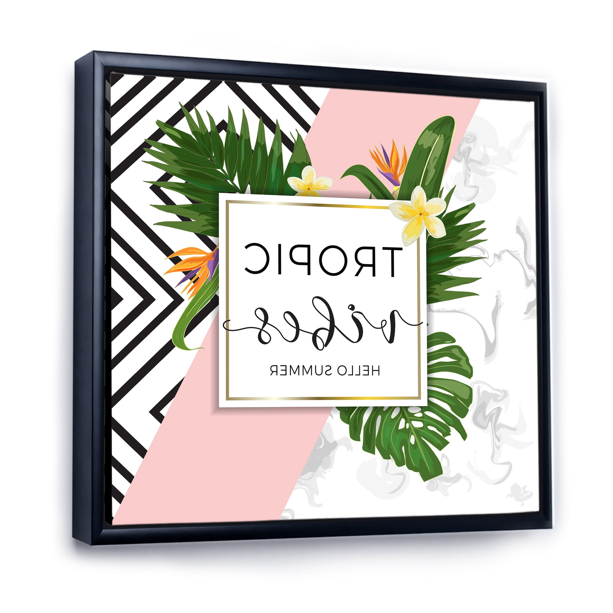Designart 'Geometrics Tropic VIbes On Triangular' Nautical & Coastal Framed Canvas Wall Art Print