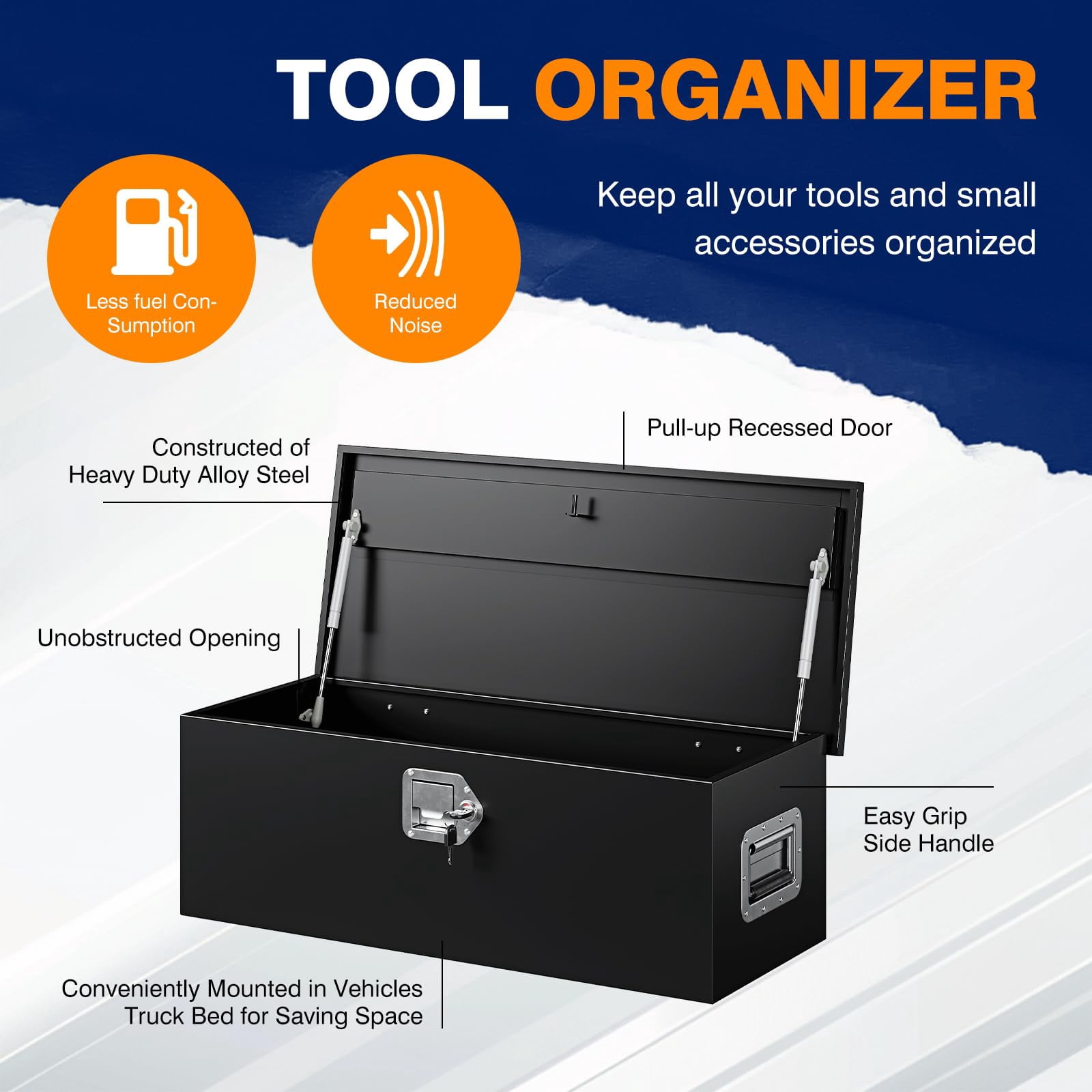 MIIIKO 30 Inch Steel Heavy Duty Truck Bed Tool Box, Trailer Tongue Tool Box with Lock and Keys, Utility Trailer Tool Box for Truck, Pickup, RV, Trailer