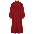 thumbnail image 4 of iiniim  Kids Girls Graduation Gown Color Block Stand Collar Long Sleeve Zipper Robe Dress Burgundy 16, 4 of 7