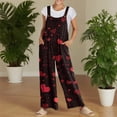 thumbnail image 5 of Valentine's Day Overalls for Women Casual Loose Fit Cute Heart Pattern Baggy Wide Leg Jumpsuits Valentine Rompers with Pockets, 5 of 7