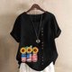 thumbnail image 2 of Vestidos Casuales Para Mujer, Blusas De Mujer De Moda Blusa informal de lino con botones y manga corta estampada para mujer, 2 of 2